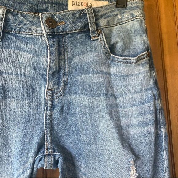 Pistola Distressed Skinny Ankle Zipper Jeans - Women Size 27 - Picture 5 of 11